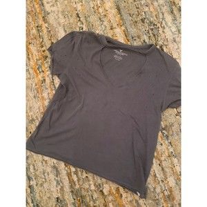 Gray Distressed American Eagle Distressed Tshirt